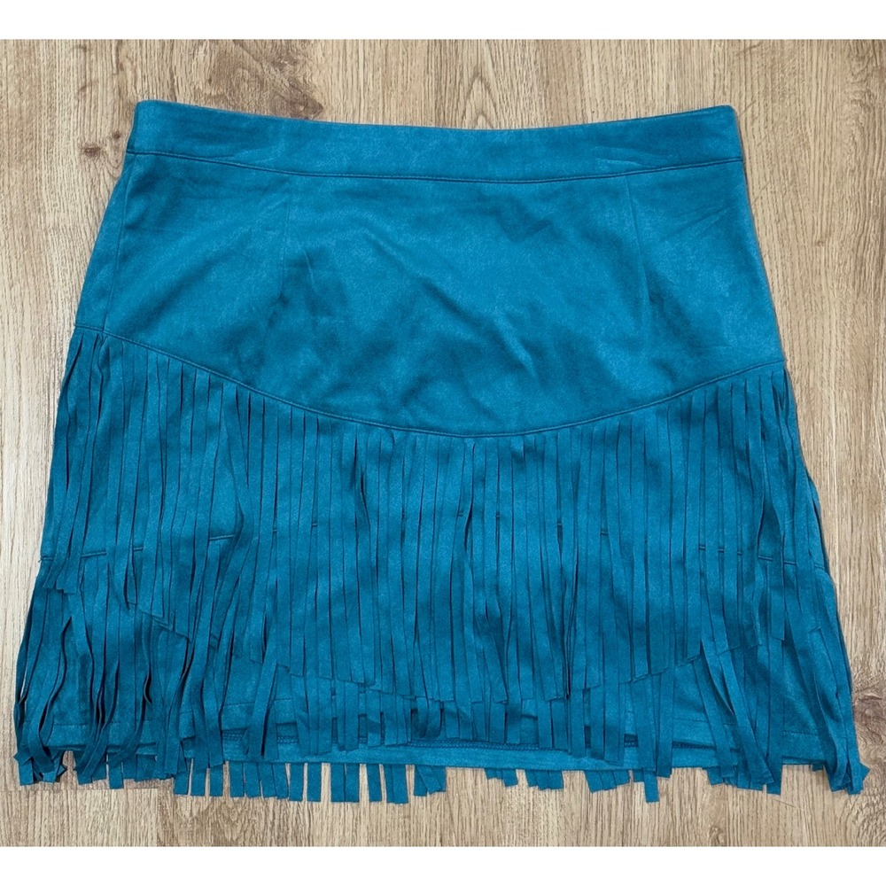 Sincerely Jules Teal Fringe Mini Skirt